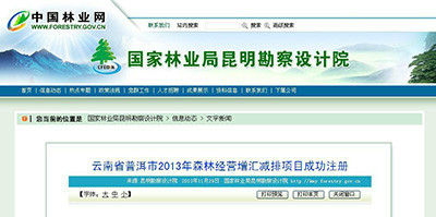 普洱森林经营增汇减排项目通过审定机构审定,获得注册